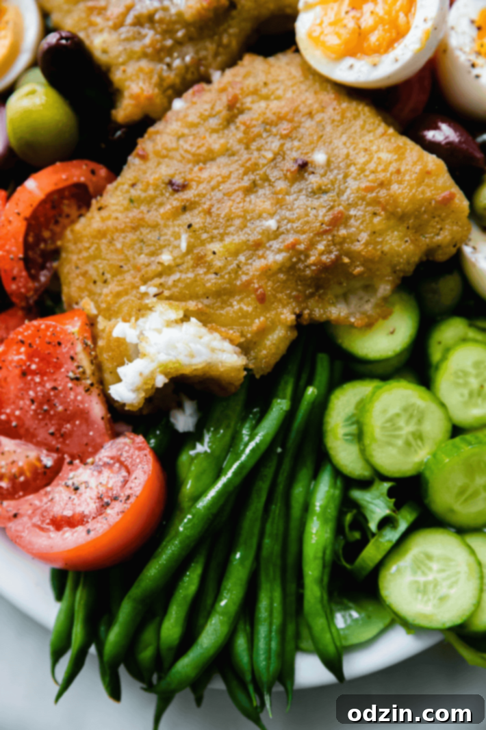 Showing flakey cod texture