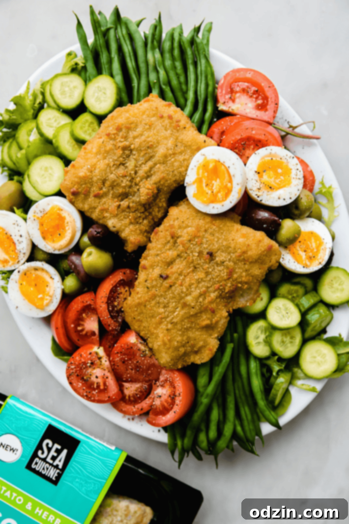 Product packaging and prepared Nicoise salad