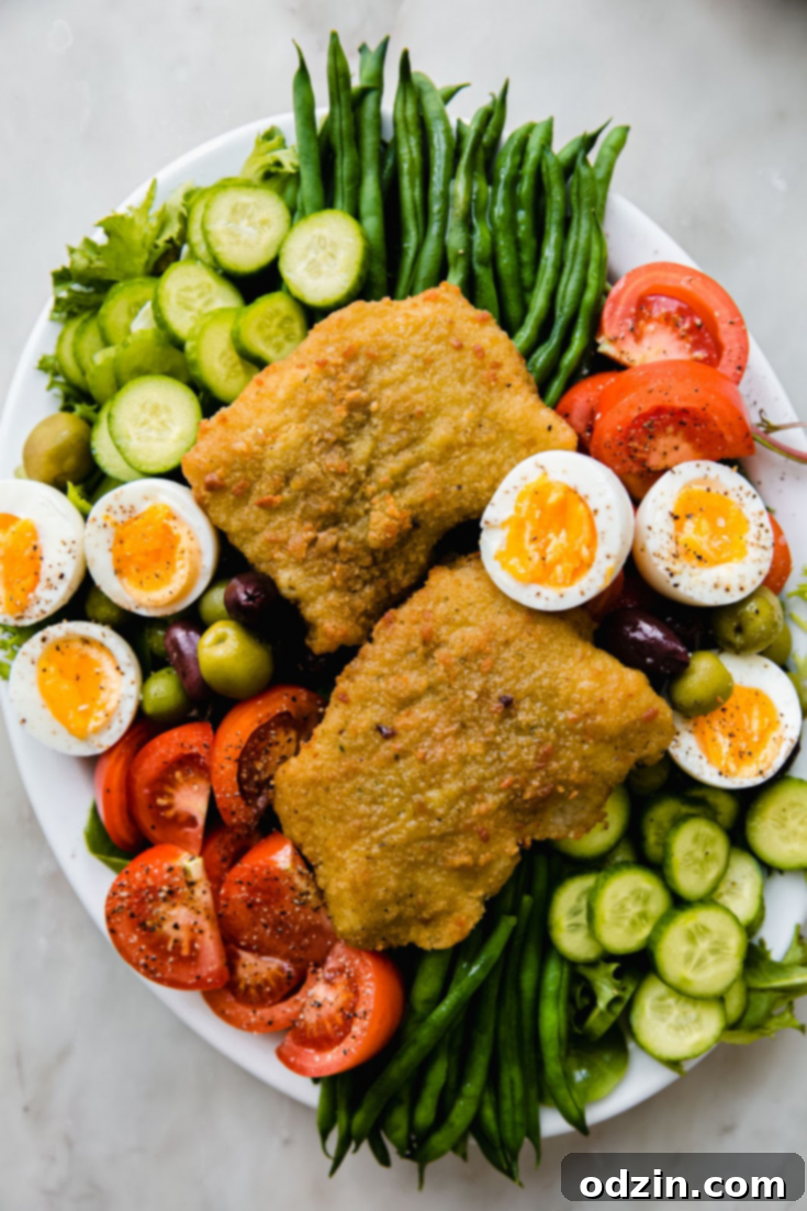 Cod Niçoise salad on platter