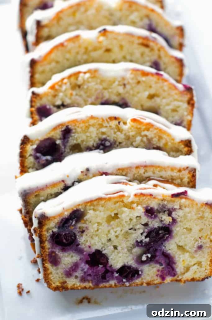 Lemon Blueberry Bread with a lemon glaze