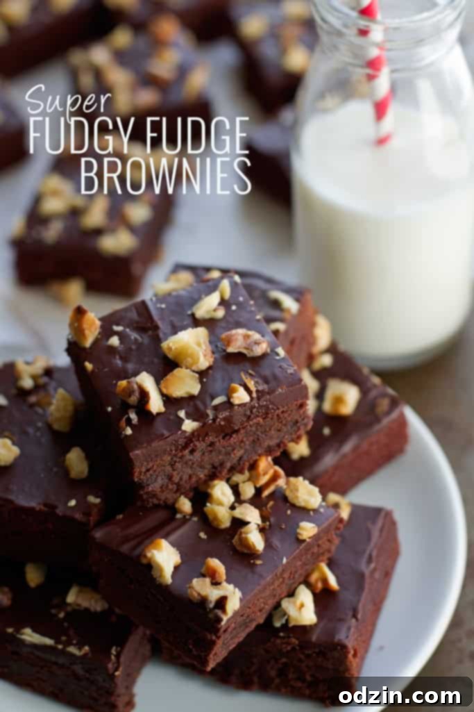 Super Fudgy Fudge Brownies with Ganache and Walnuts