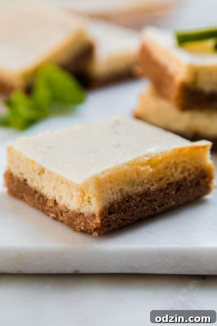 Close-up showing the creamy texture of the key lime filling