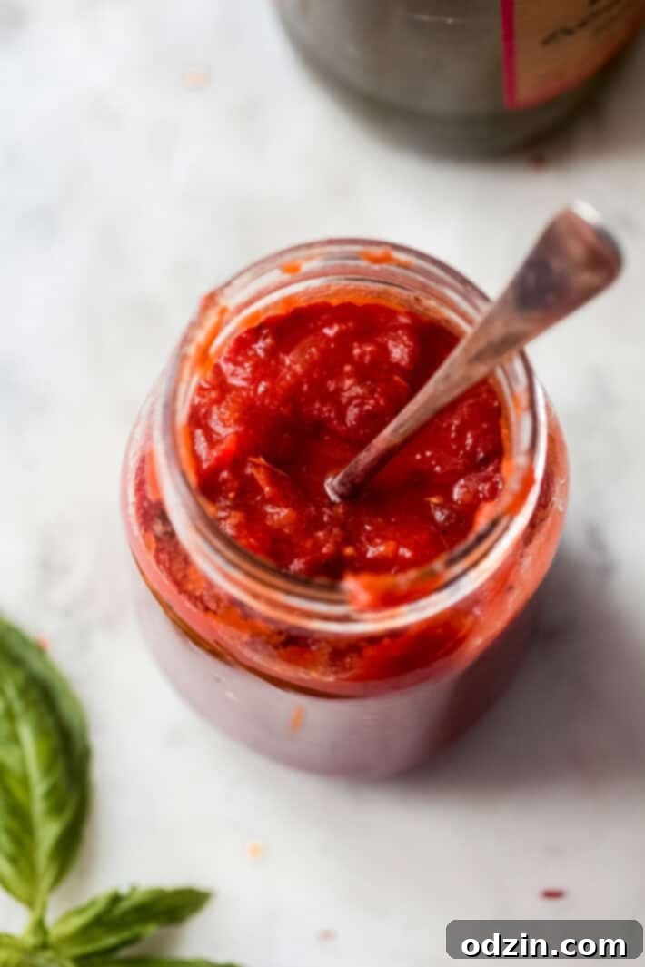 Homemade Pizza Sauce in a Jar pizza sauce in a glass jar