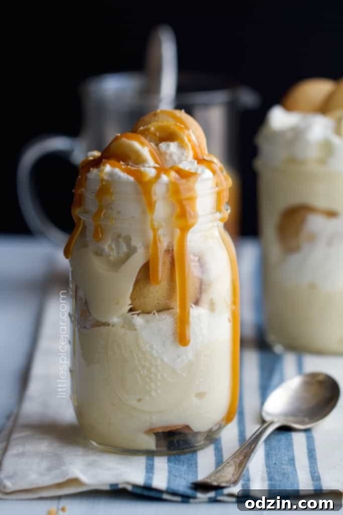 Decadent Banana Pudding with Homemade Salted Caramel Sauce Layers