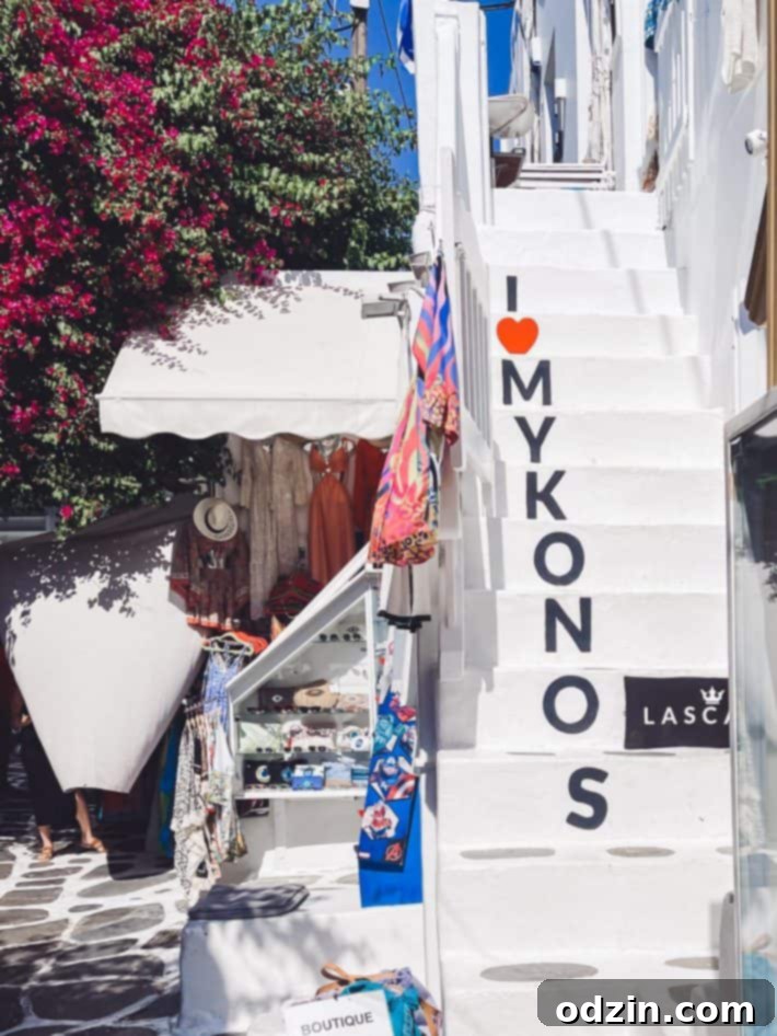 The 'I heart Mykonos' stairs, a popular photo spot