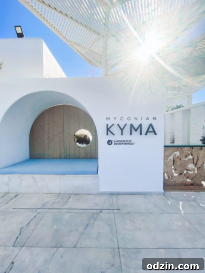 Exterior view of Myconian Kyma Hotel showcasing its architecture