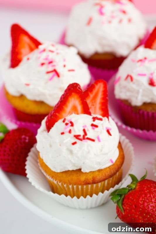 Fresh Strawberry Cupcakes - perfect for summer parties