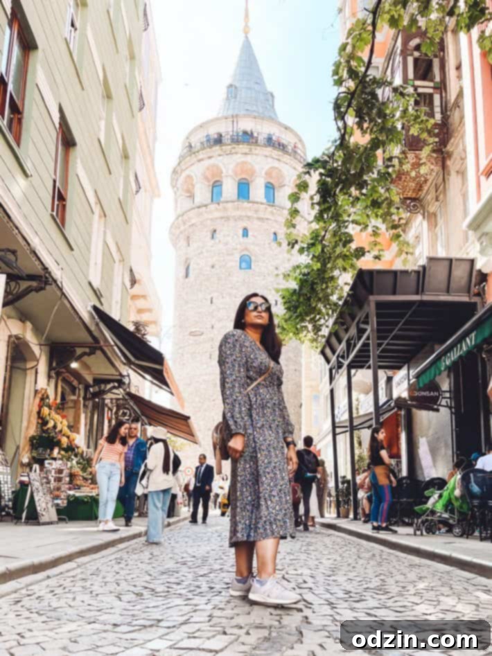 me outside Galata Tower near Viyana Kehvesi