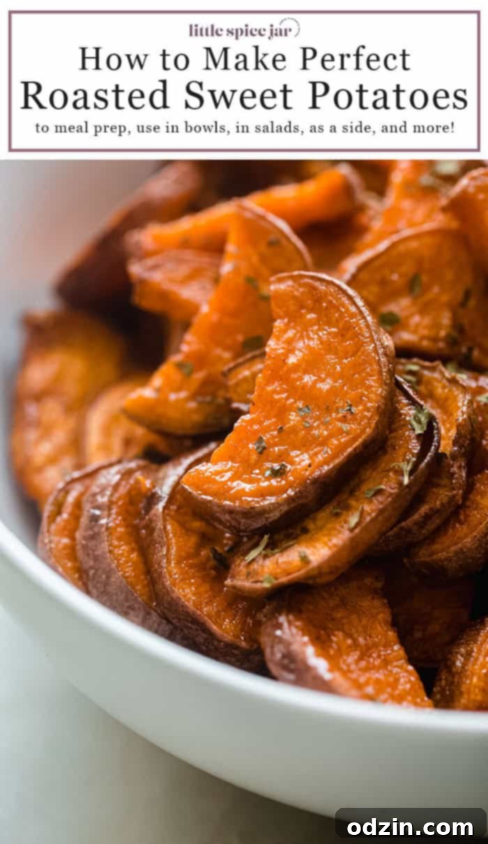 Pinterest Pin for Roasted Sweet Potatoes