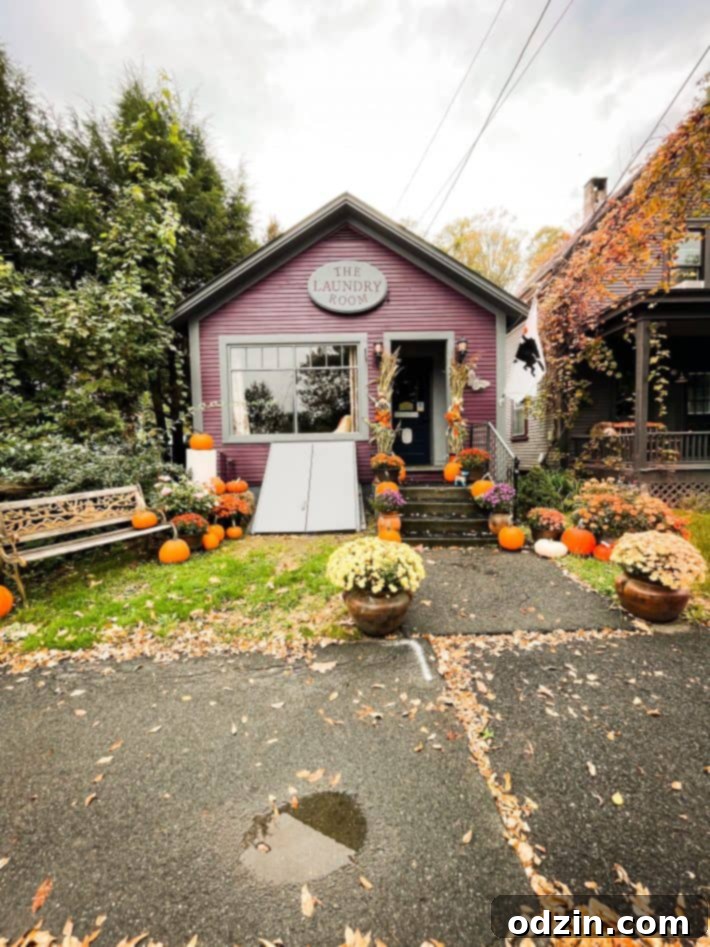Fall decorations at The Laundry Room in Woodstock, VT