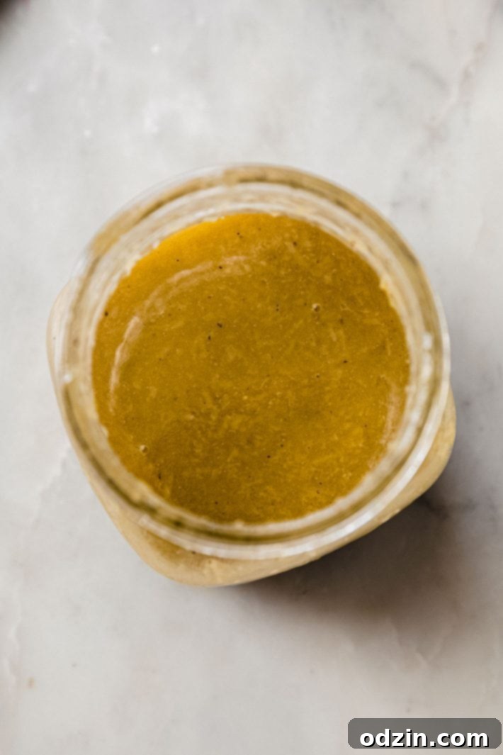 parmesan vinaigrette in mason jar