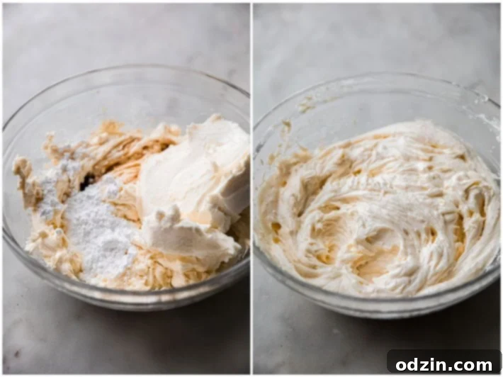 whipped cream cheese layer in clear bowl