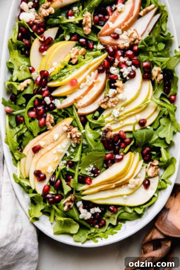 Festive Pear and Walnut Salad with Gorgonzola and Pomegranate