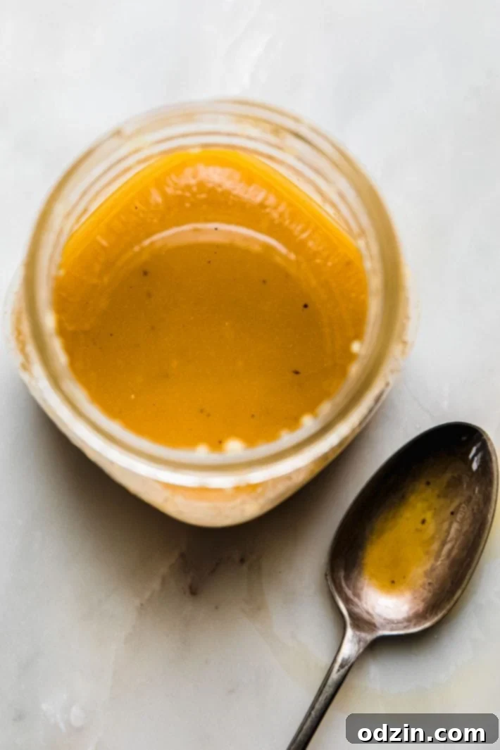 Ginger Honey Vinaigrette in a glass jar