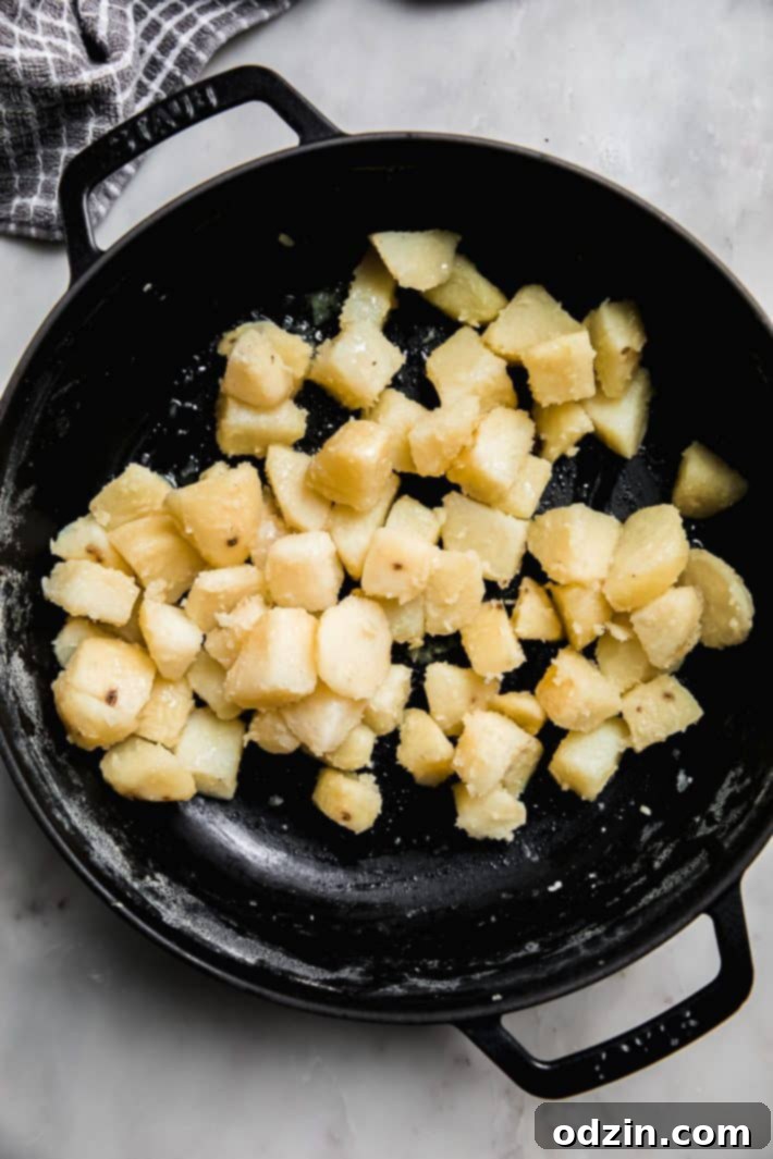 Fiery Lebanese Potatoes 4 boiled potatoes in skilet
