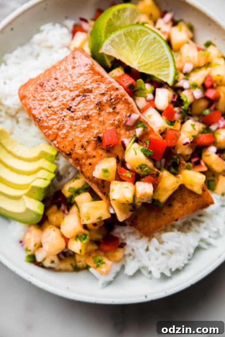 Pineapple Salsa Salmon with Brown Sugar Glaze