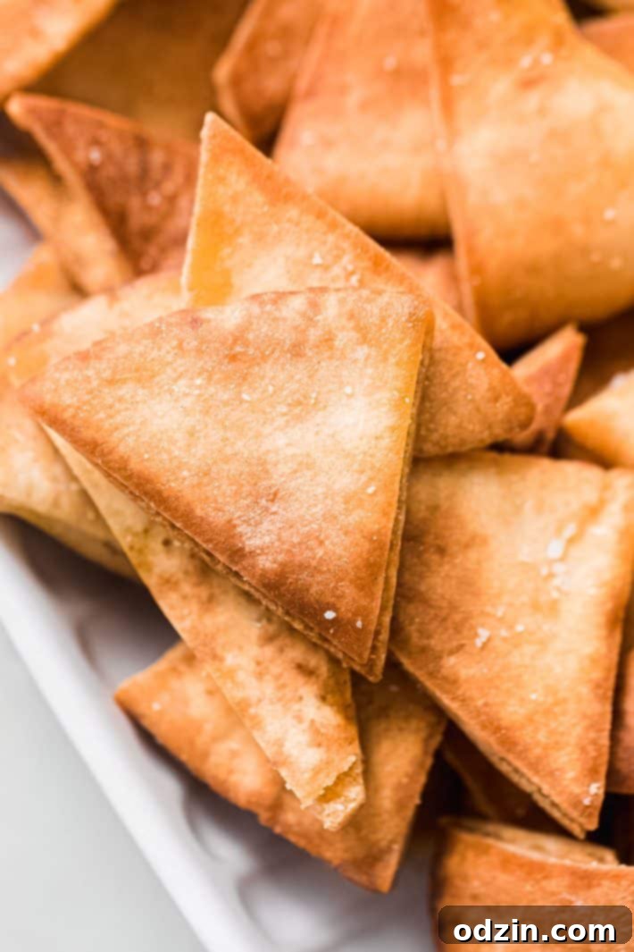 air fryer pita chips on platter