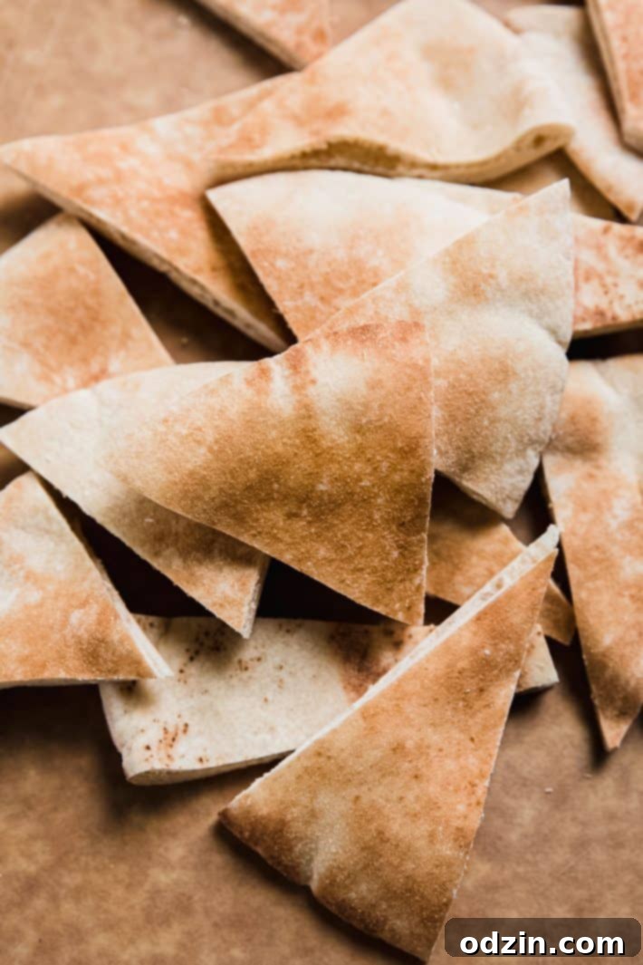 pita bread wedges on cutting board
