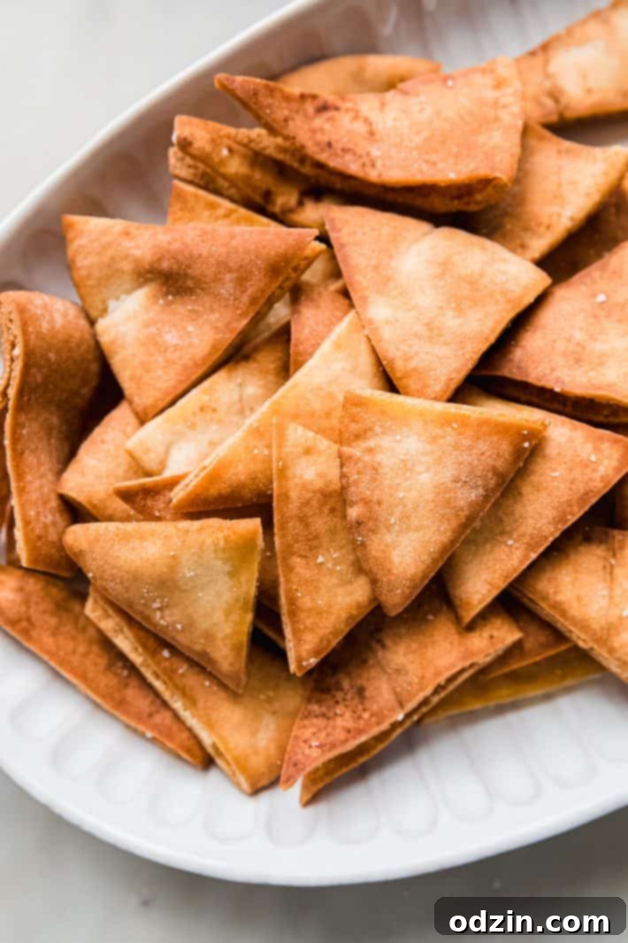 air fryer pita chips on platter