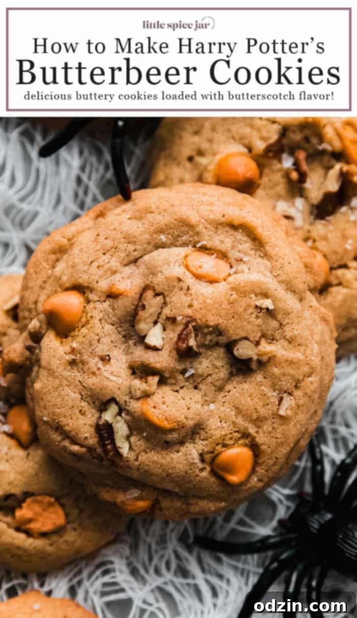 Harry Potter Butterbeer Cookies on a spider web background