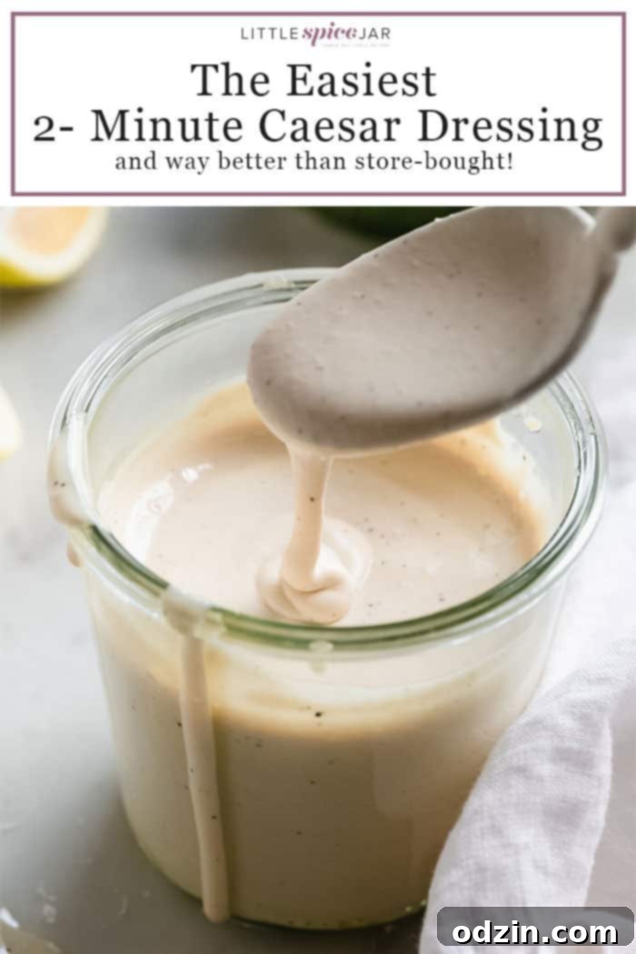 Pinterest pin for homemade Caesar dressing recipe