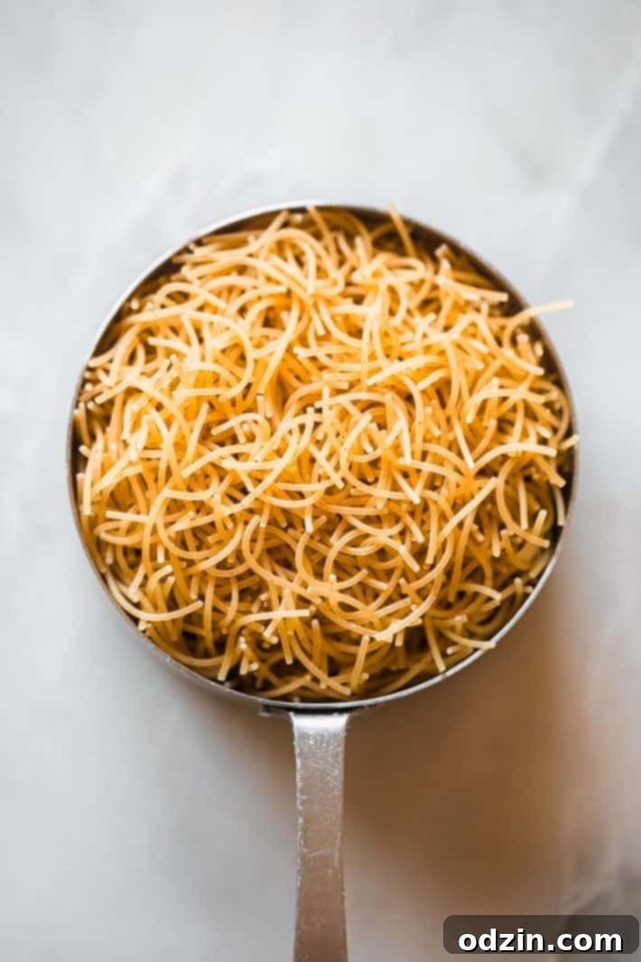 Traditional Turkish Chicken Noodle Soup 4 vermicelli noodles in measuring cup
