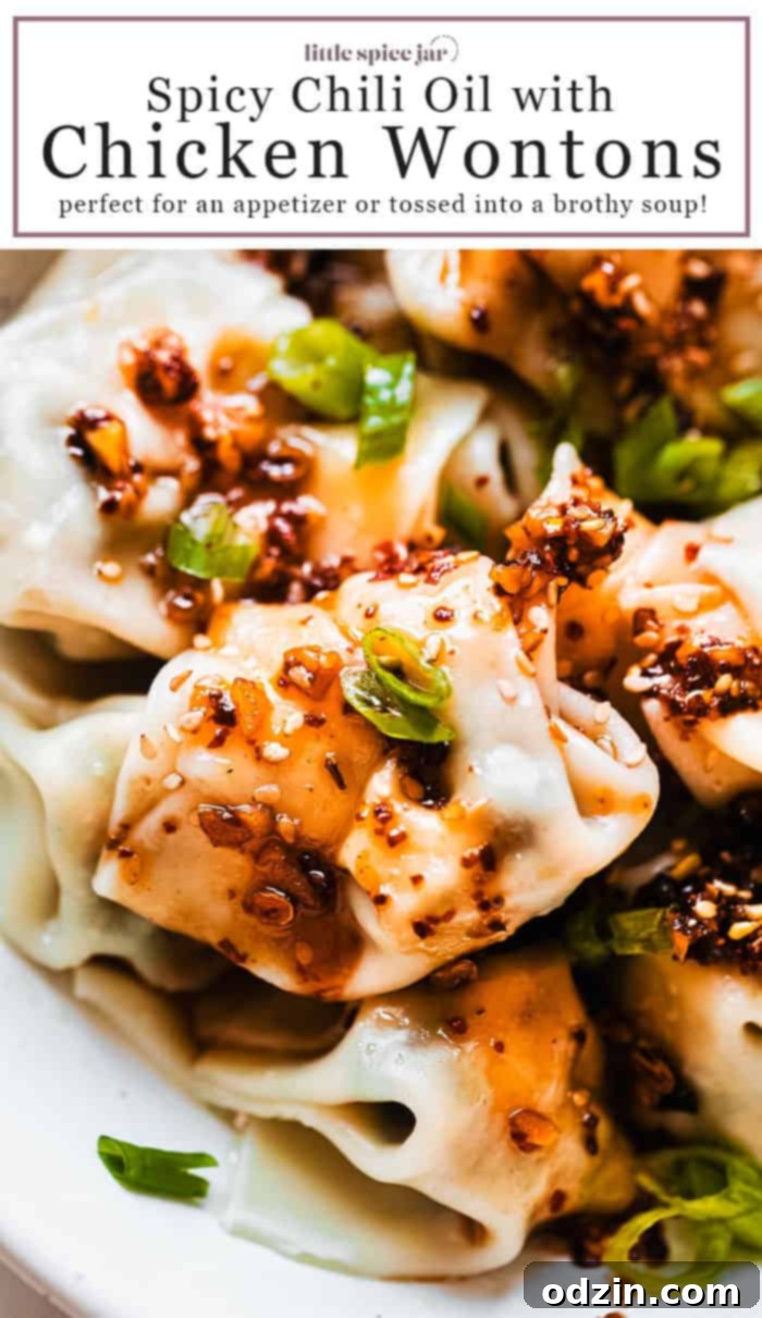 Chicken Wontons with Chili Oil serving suggestion