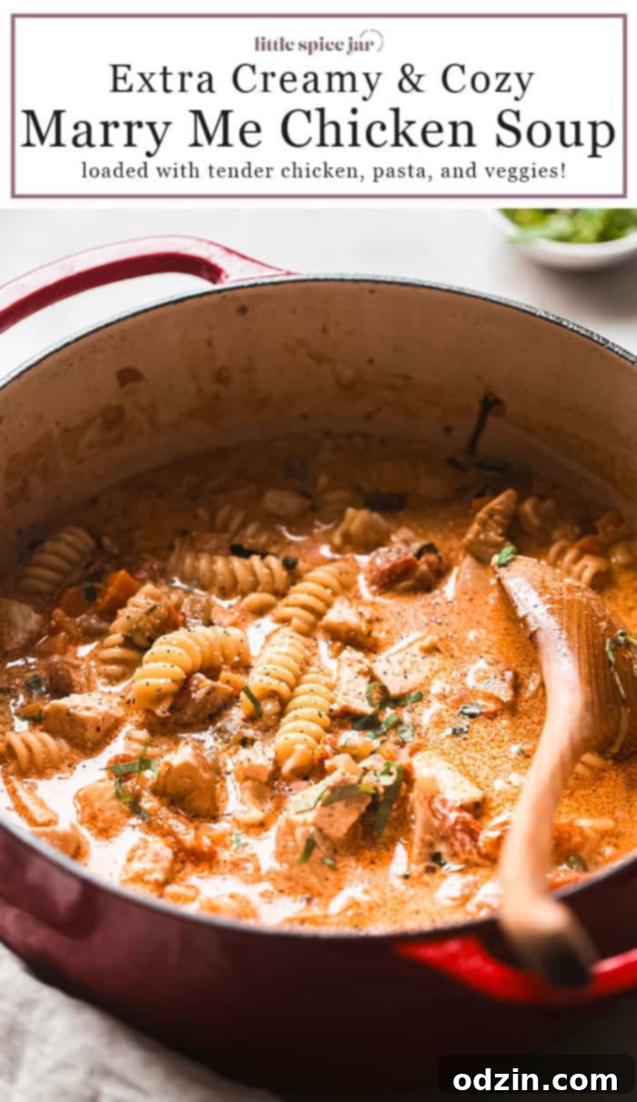 Pin this creamy marry me chicken soup recipe