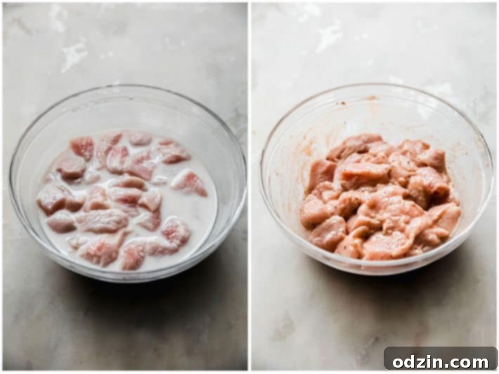 chicken marinating and chicken seasoned