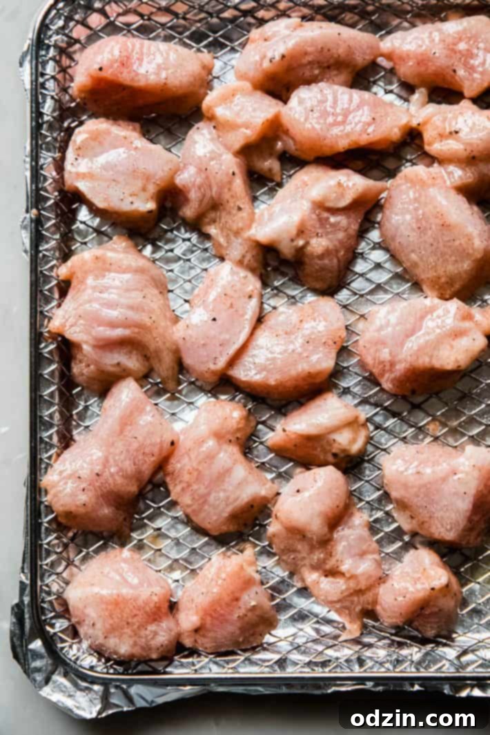 chicken on air fryer basket