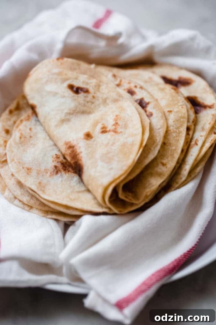 flour tortillas on kitchen towel