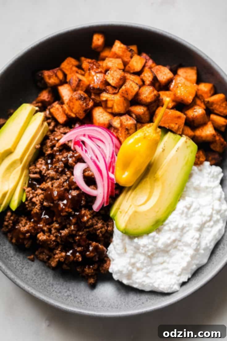 High Protein Sweet Potatoes Bowls with Taco Meat
