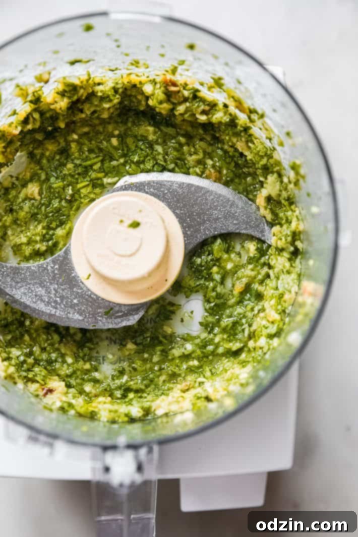 minced roasted garlic, parsley, jalapenos, and lime juice in food processor
