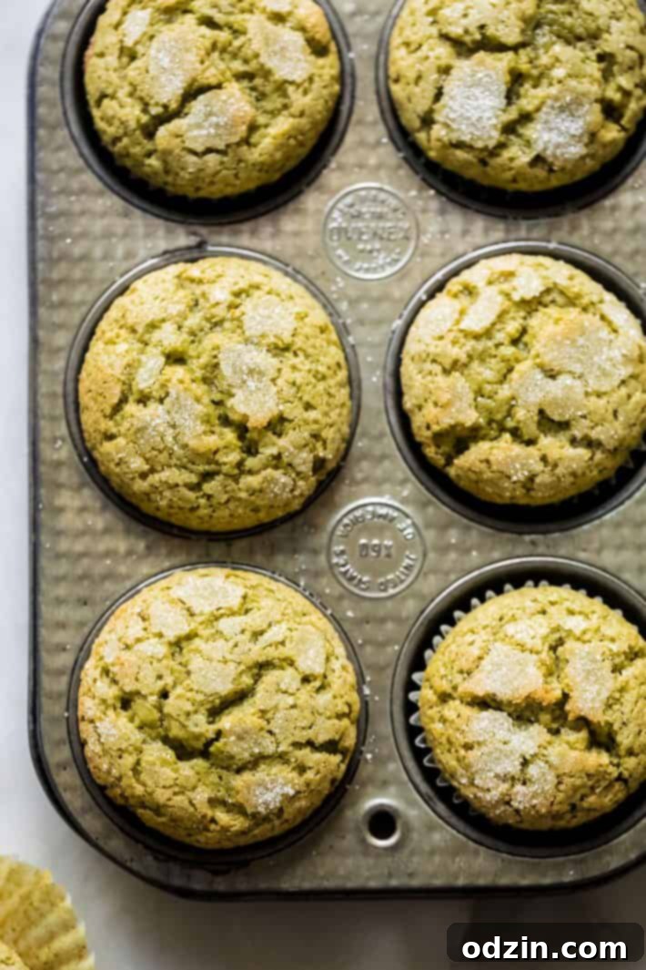 Perfectly Pistachio Muffins: Bakery Quality, Pudding-Free 7 A freshly baked pistachio muffin resting gently in a muffin tin, ready to be enjoyed.