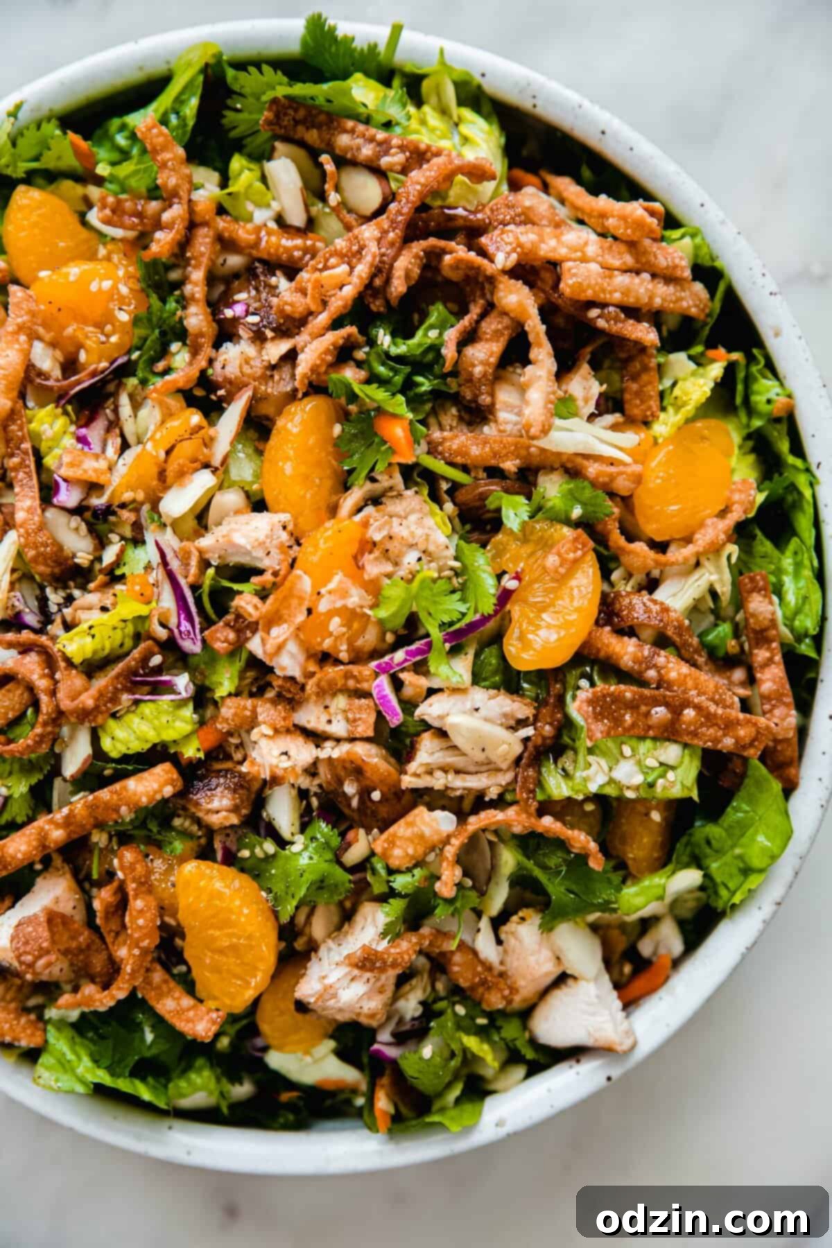 Asian Sesame Chicken Salad with vibrant colors and textures.