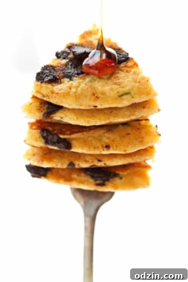 Whole Wheat Zucchini Pancakes with Chocolate Chips