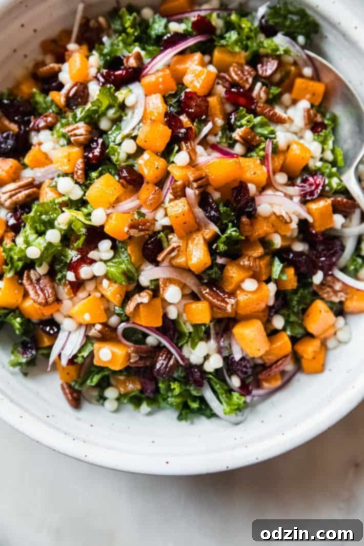 Autumn Glow: Roasted Butternut & Pearl Couscous Salad 8 salad in bowl