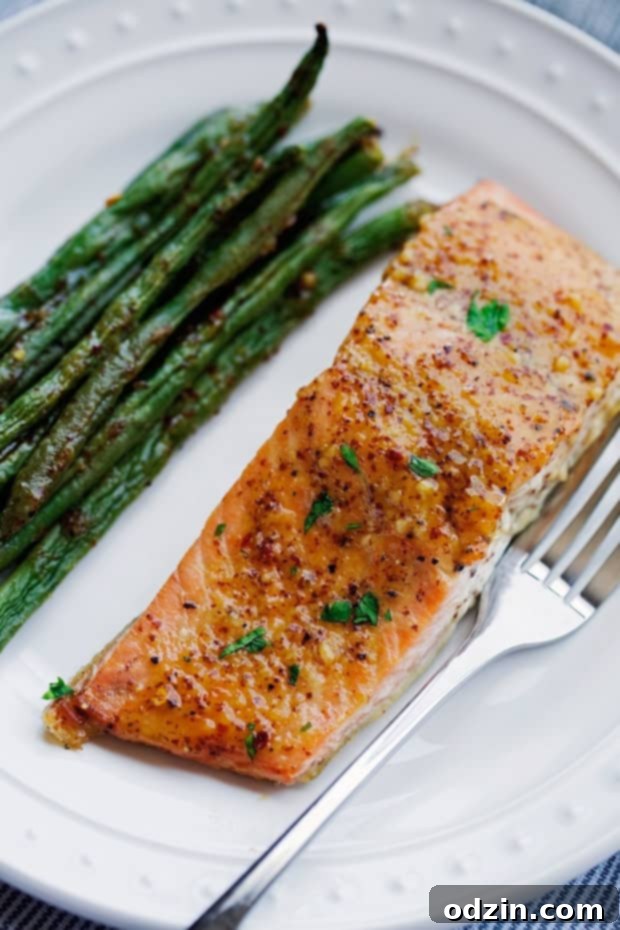 One Sheet Pan Honey Mustard Salmon with Green Beans