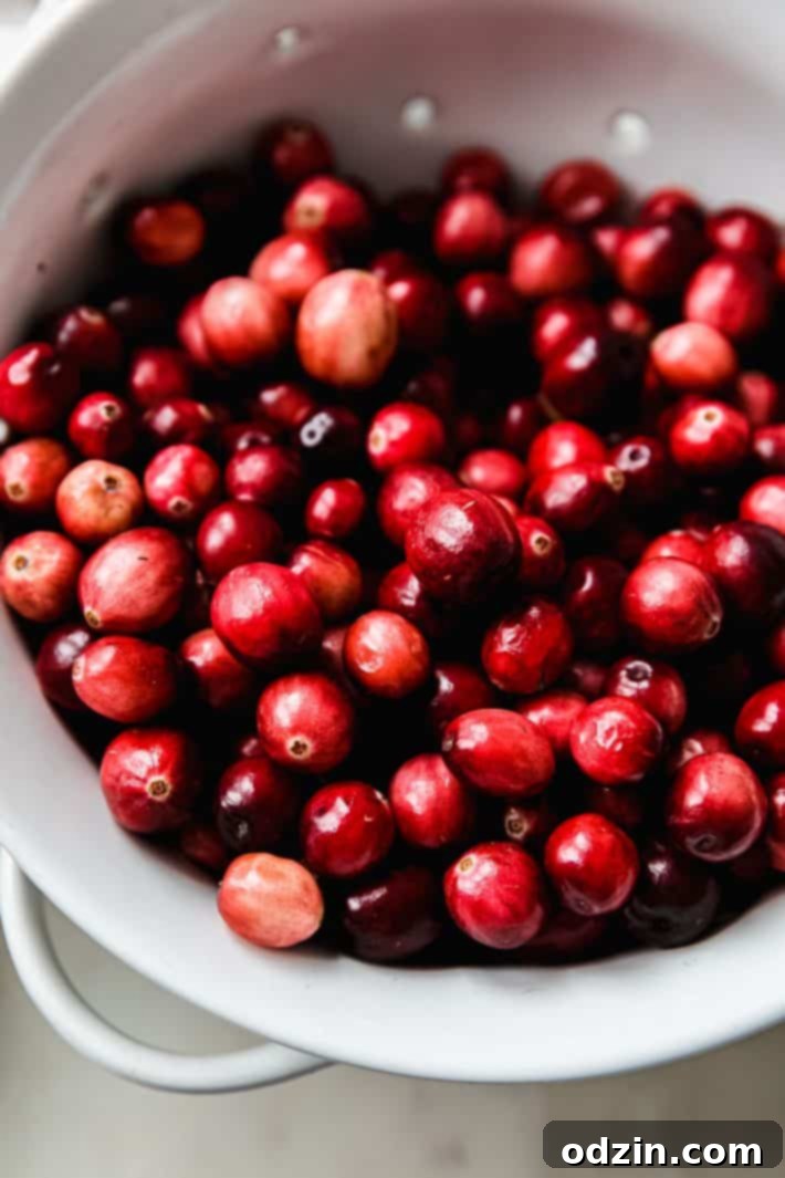 washed cranberries in sieve