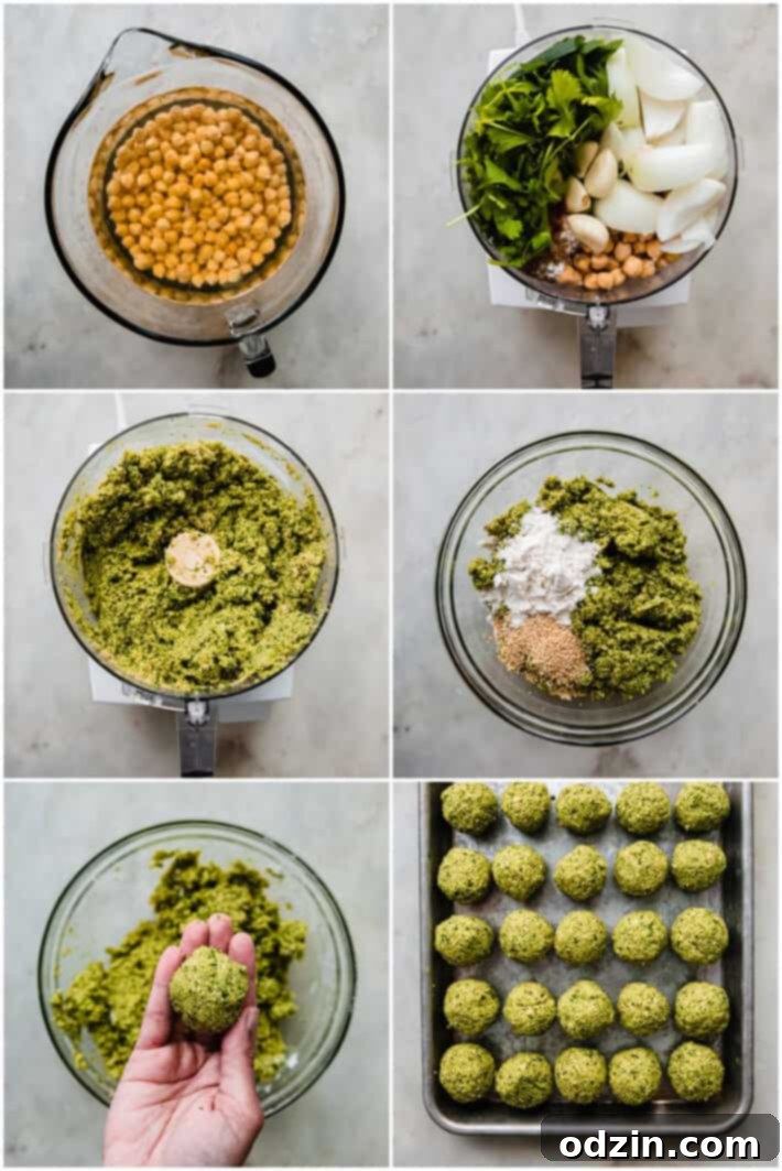 process shots for preparing falafel mixture