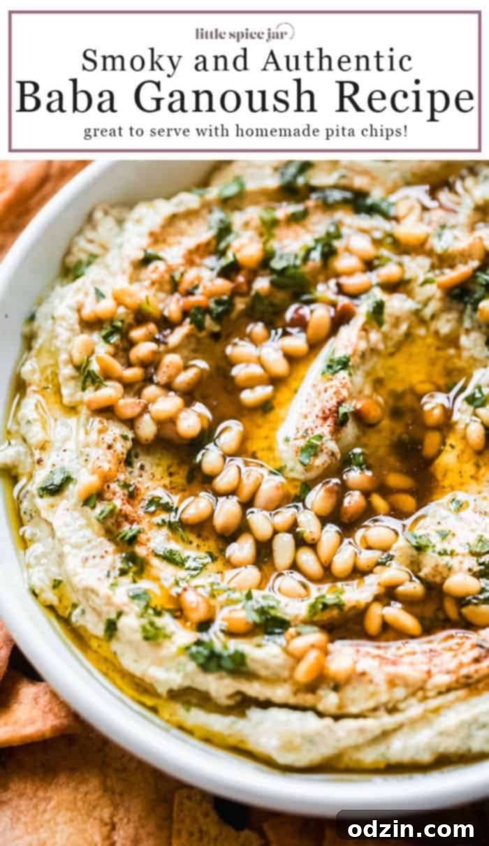 Baba ganoush in a bowl with pita bread.