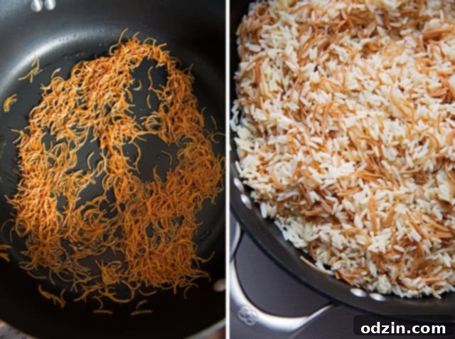 Close-up of a Beef Shawarma Bowl with Vermicelli Rice Pilaf and various toppings, highlighting the vibrant colors and textures of this Middle Eastern dish. #shawarma #shawarmabowl #vermicellirice #dinnerideas