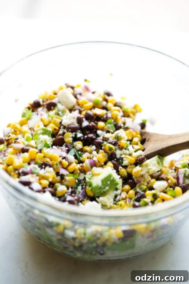 Mexican Street Corn Salad - The perfect summer corn salad with lots of fresh ingredients tossed in a light homemade dressing! #vegetarian #cornsalad #mexicanstreetcorn #streetcornsalad | Littlespicejar.com Mexican Street Corn Salad - The perfect summer corn salad with lots of fresh ingredients tossed in a light homemade dressing! #vegetarian #cornsalad #mexicanstreetcorn #streetcornsalad | Littlespicejar.com