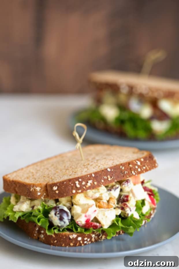 Healthier Chicken Salad Sandwich - a healthier spin on the traditional chicken salad sandwich! My recipe is flavorful so you won't even miss the calories! #chickensalad #chickensaladsandwich #lighterchickensalad #lightchickensalad | LIttlespicejar.com