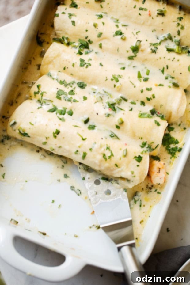 Shrimp Enchiladas with Creamy Poblano Sauce