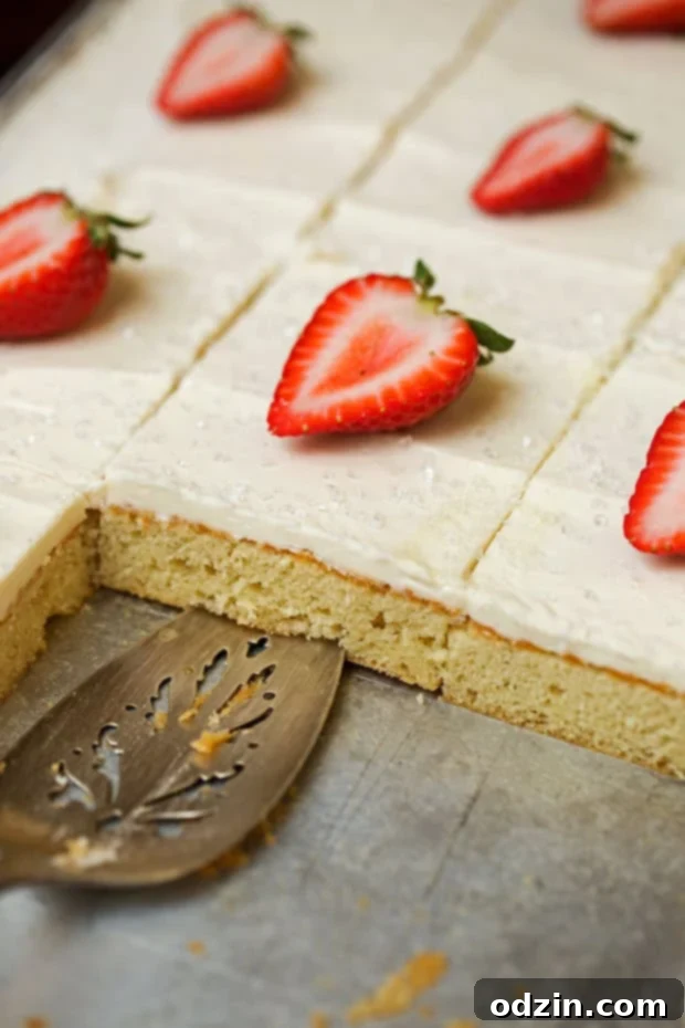 Texas-sized vanilla sheet cake with cream cheese frosting - a simple vanilla sheet cake with a sweet and tangy frosting! So good and feeds a crowd! #creamcheesefrosting #vanillasheetcake #texassheetcake #sheetcake | Littlespicejar.com Texas-sized vanilla sheet cake with cream cheese frosting - a simple vanilla sheet cake with a sweet and tangy frosting! So good and feeds a crowd! #creamcheesefrosting #vanillasheetcake #texassheetcake #sheetcake | Littlespicejar.com