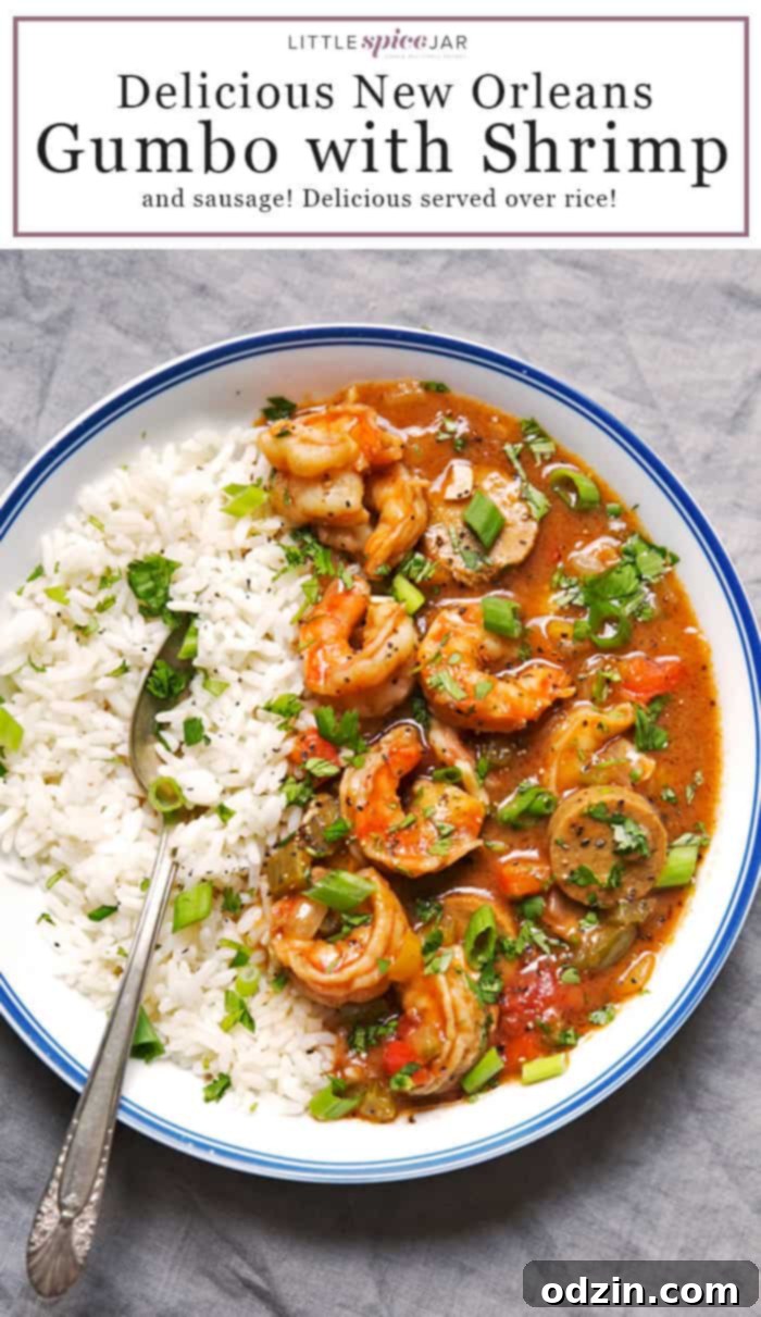 New Orleans Gumbo with Shrimp and Sausage - pin image