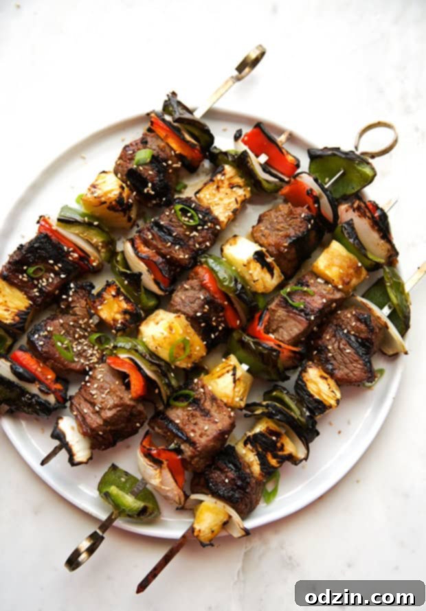 Korean Beef Kabobs (Bulgogi) with Vegetables and Pineapple