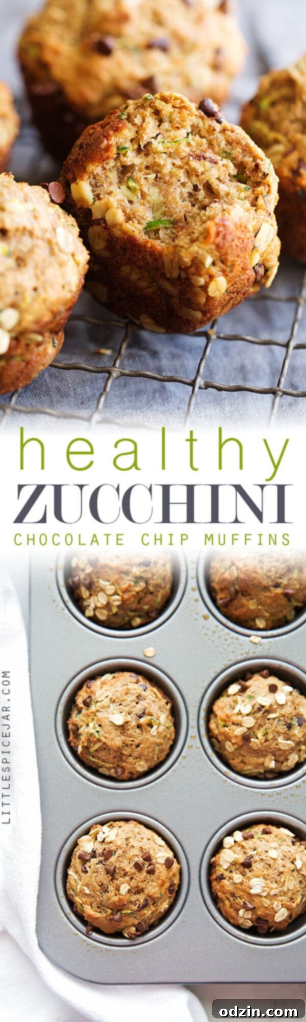 Healthy Zucchini Muffins with Chocolate Chips - A delicious and nutritious way to enjoy your zucchini harvest. Healthy Zucchini Muffins with Chocolate Chips - Freshly baked muffins cooling on a wire rack, ready to enjoy.