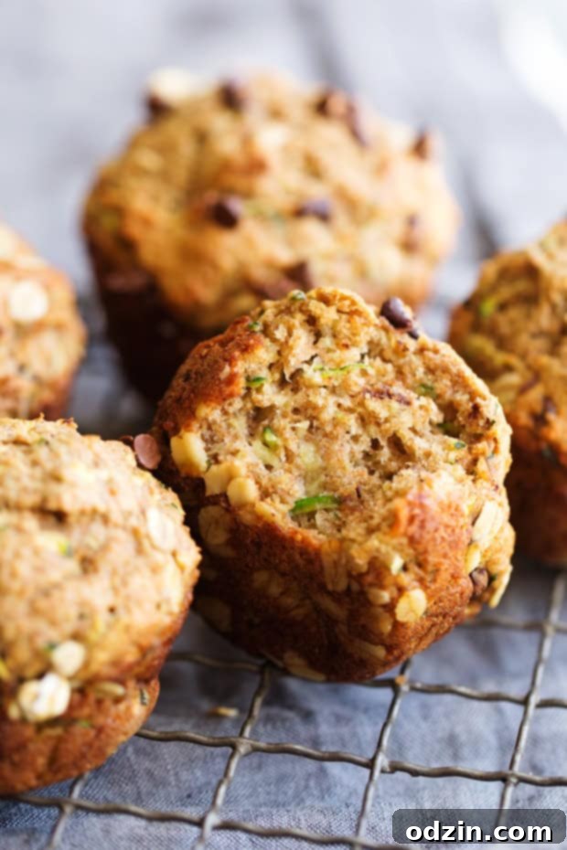 Healthy Zucchini Muffins with Chocolate Chips - Enjoy a nutritious and delicious treat for any occasion. Healthy Zucchini Muffins with Chocolate Chips - A basket of freshly baked healthy zucchini muffins.